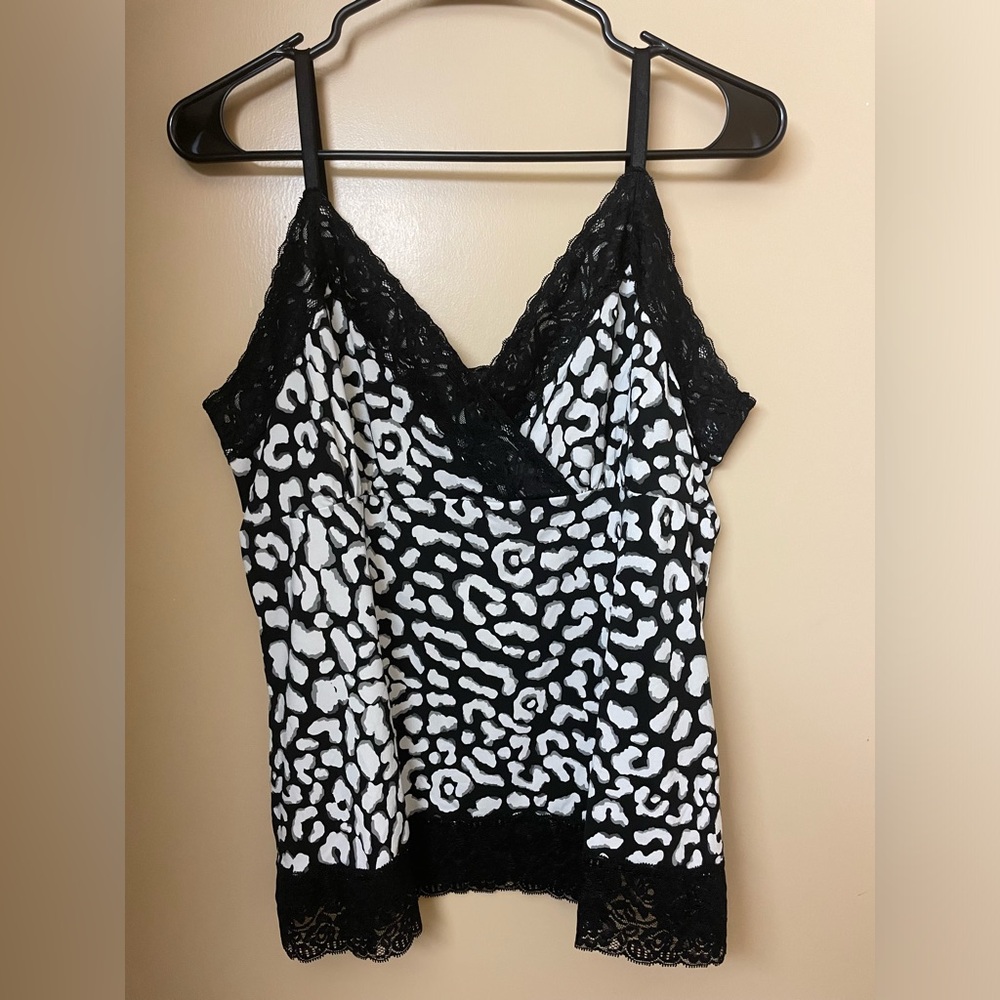 White House Black Market EUC spaghetti strap animal print top